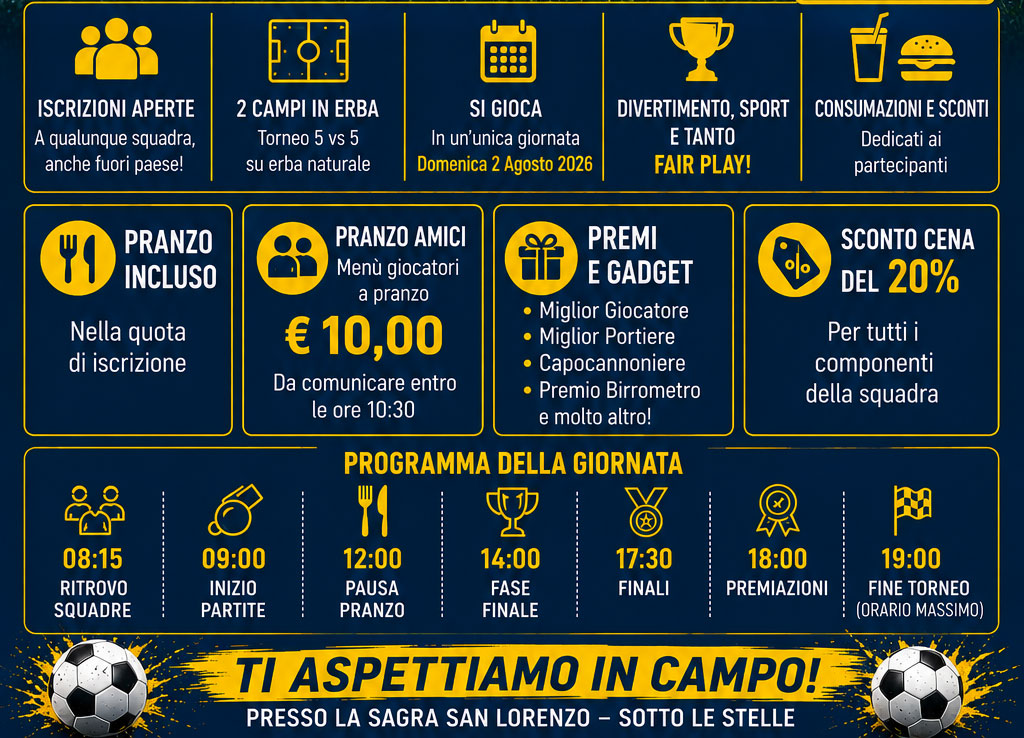 Calcio su erba 5vs5 – Sagra San Lorenzo 2026 - immagine 2